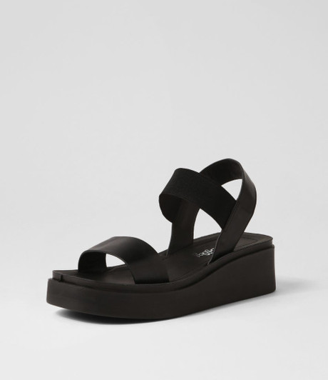 Barik Black Elastic Sandals