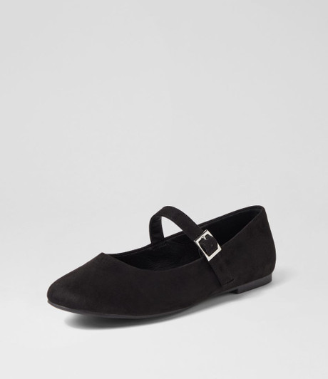 Kinawa Black Microsuede Flat Shoes