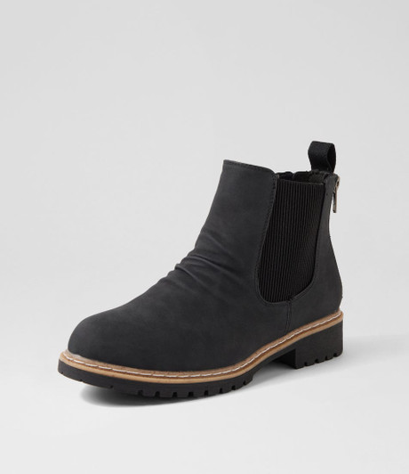 Veleen Black Nubuck Pu Chelsea Boots