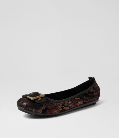 Cory Bronze Paisley Microsuede Ballet Flats