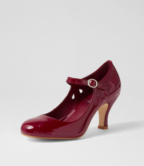 Mendy Wine Patent Pu Mary Jane Heels