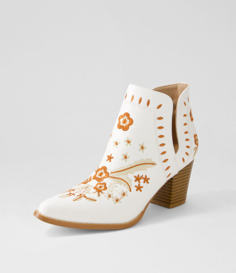 Crasho White Multi Ankle Boots