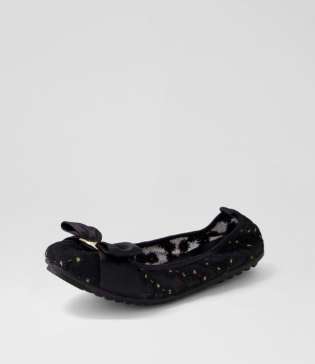 Citty Black Puff Mesh Ballet Flats