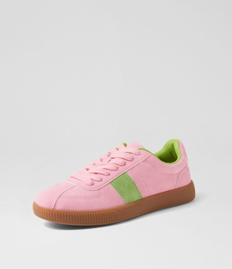 Saltine Pink Green Microsuede Sneakers