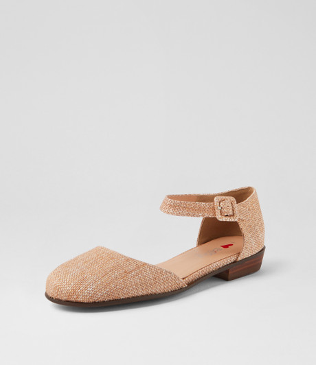 Fulner Sand Synthetic Raffia Flat Shoes