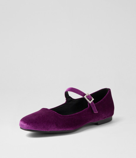 Shali Purple Velvet Flat Shoes