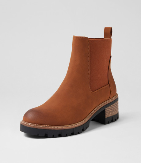 Grama Dark Tan Nubuck Pu Ankle Boots