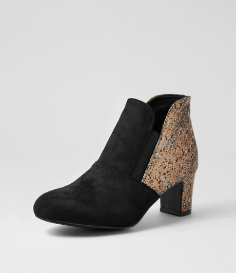 Kollom Black Bronze Speck Microsuede Ankle Boots