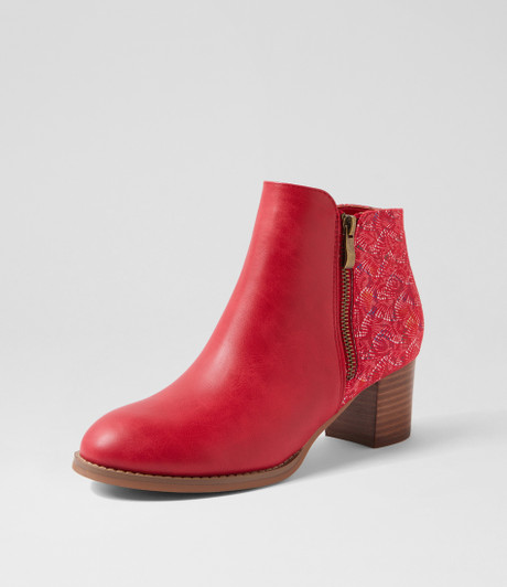 Justean Red Splash Multi Ankle Boots