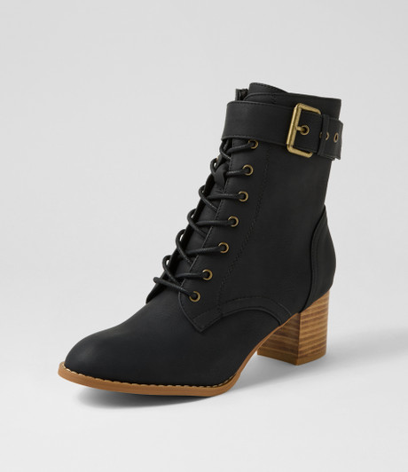 Jimbala Black Nubuck Pu Ankle Boots