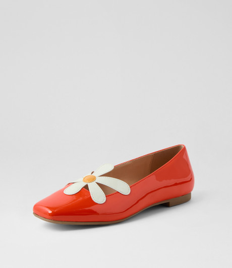 Daizzy Orange Patent Pu Flat Shoes