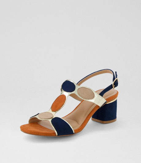Hayton Navy Multi Microsuede Sandals