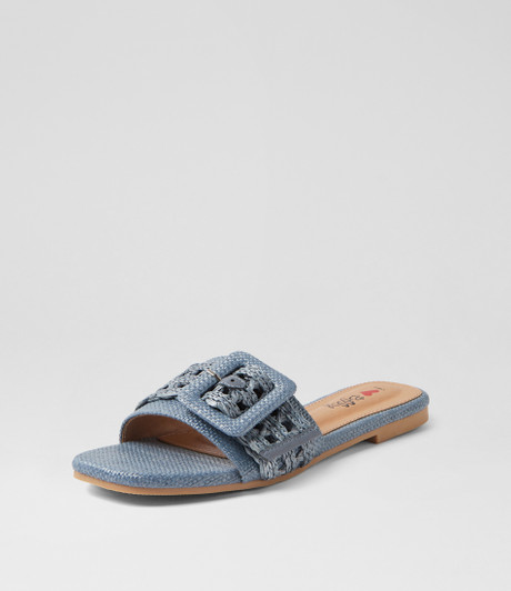 Vanrennes Blue Patent Synthetic Sandals