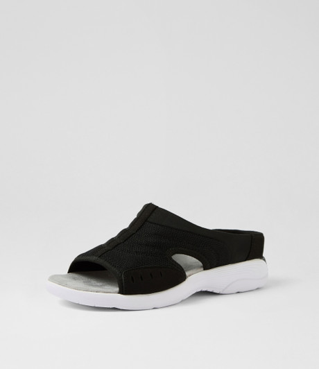 Christin Black White Leather Sandals