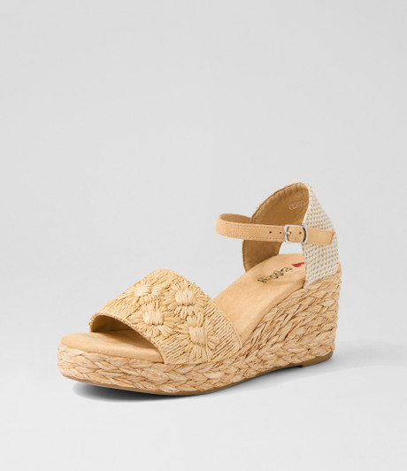 Cerso Natural Daisy Fabric Sandals