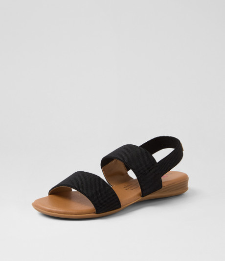 Divide Black Fabric Sandals