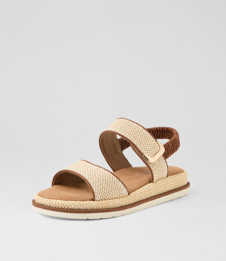 Dinka Natural Tan Synthetic Raffia Sandals
