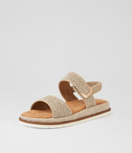 Dinka Coffee Taupe Synthetic Raffia Sandals