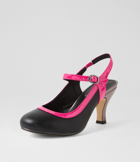 Mintina Black Hot Pink Patent Pu Heels