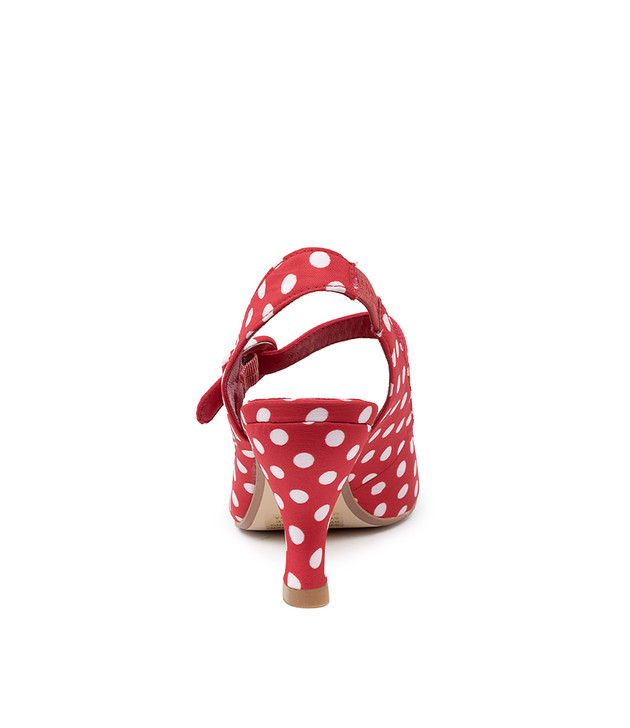 MALEE RED/ WHITE SPOT HEELS - I Love Billy