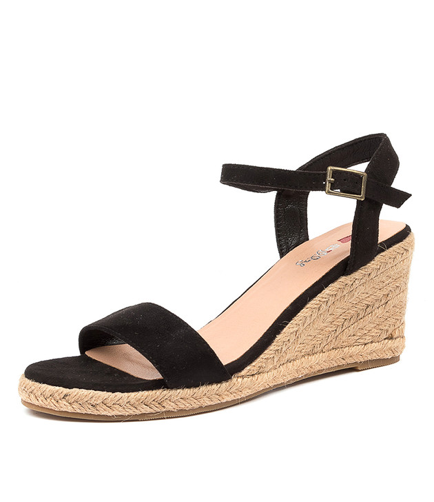 FARLY BLACK WEDGE SANDALS - I Love Billy
