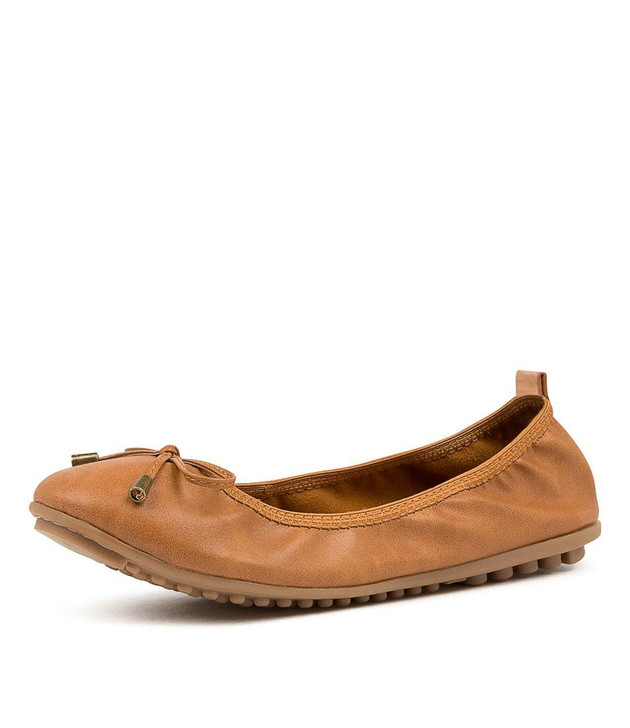 CORWIN TAN SMOOTH BALLET FLATS