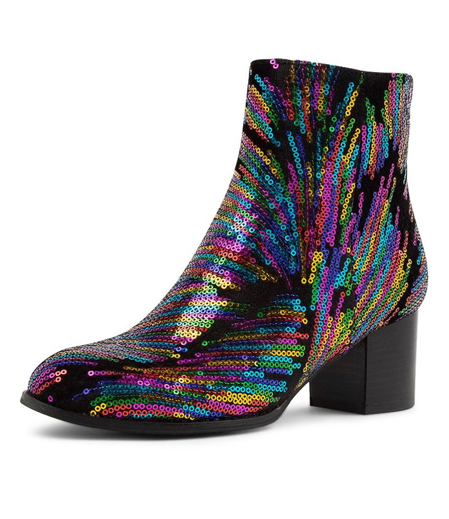Jallie Bright Firework Sequin Ankle Boots