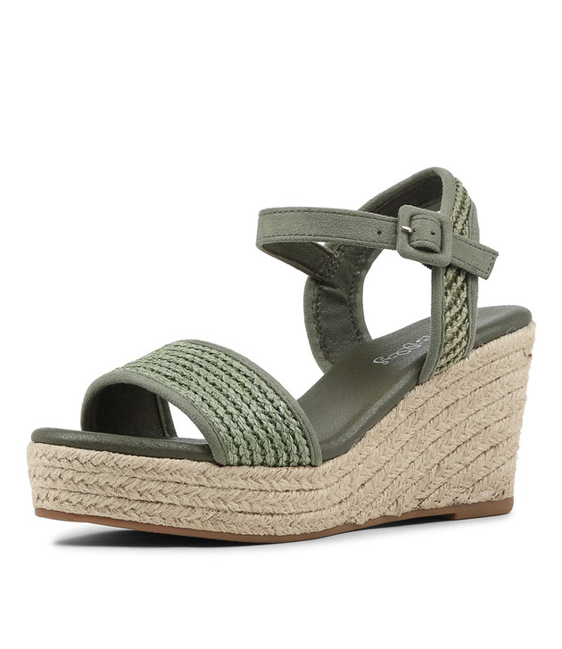 Ketto Khaki Syn Raffia Espadrilles