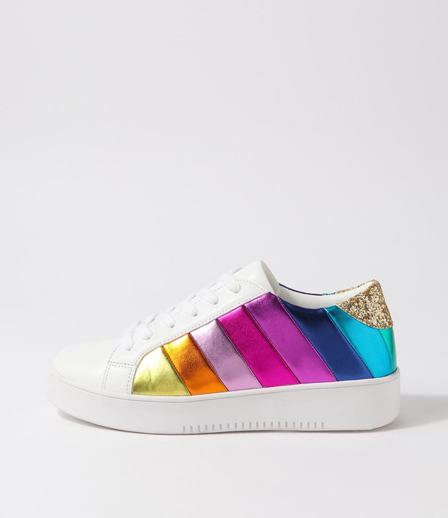 Lively White Rainbow Sneakers - I Love Billy