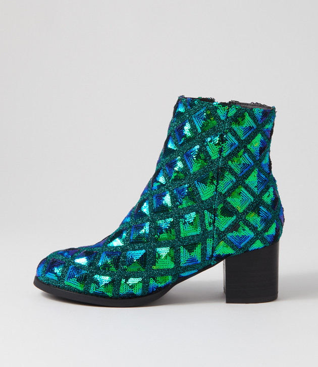 Neon Lime Green Peep Toe Heeled Ankle Boots Chunky High Heels | Up2Step