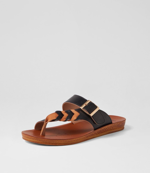 Kessica Black Tan Sandals