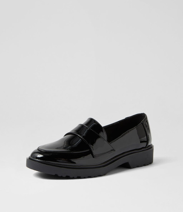 Cliffa Black Patent Pu Flat Loafers