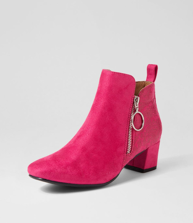 Hesta Fuchsia Microsuede Ankle Boots