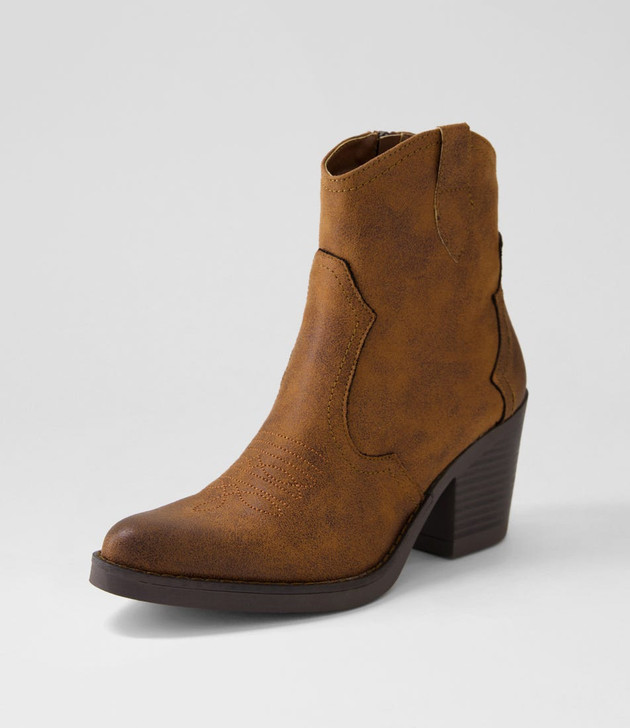 Grosho Tan Microsuede Ankle Boots