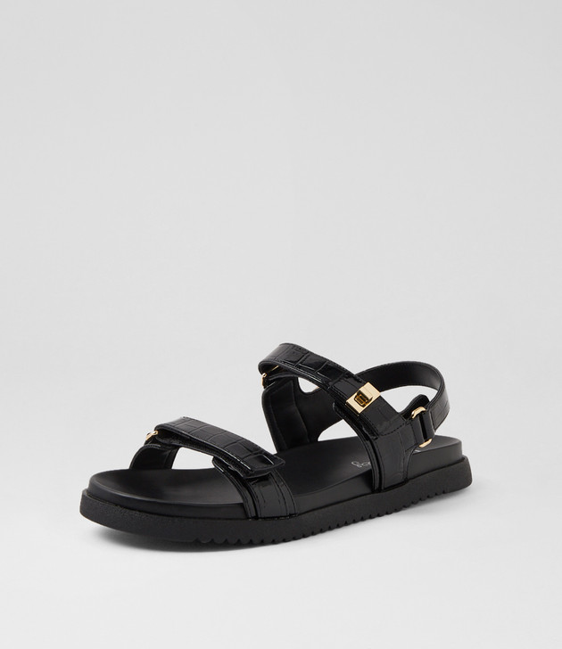 Jument Black Croc Sandals