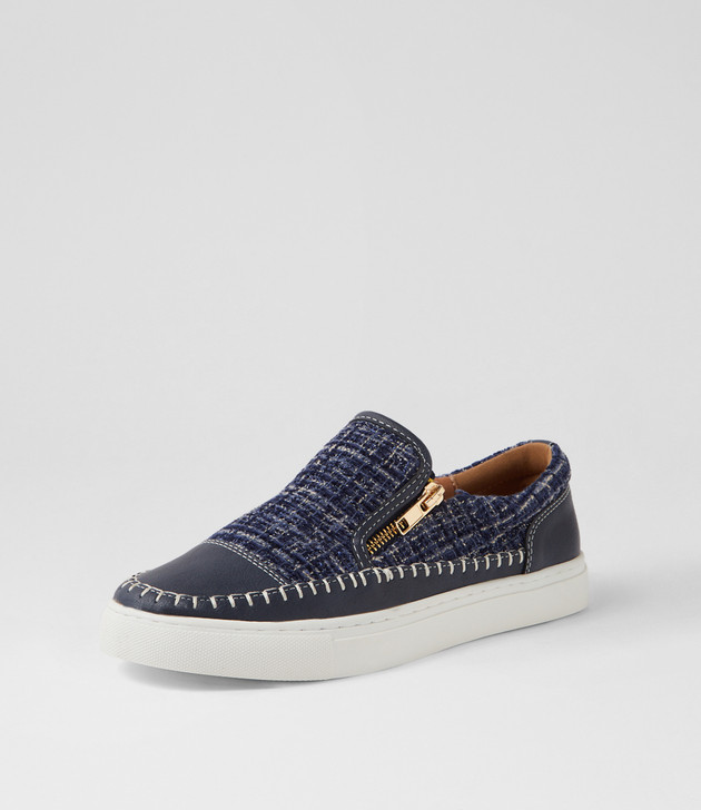 Tonki Navy Tweed Fabric Sneakers