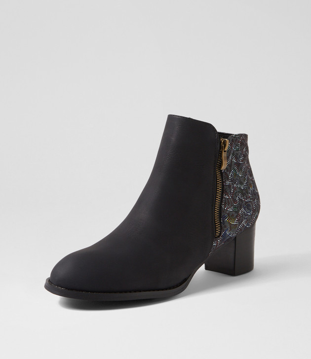 Justean Black Splash Multi Ankle Boots