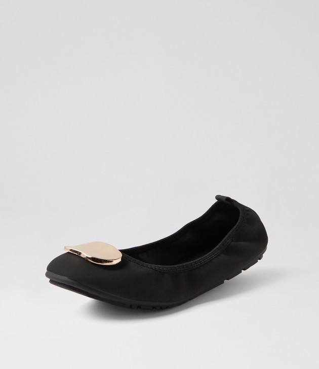 Simmal Black Nubuck Pu Flat Shoes