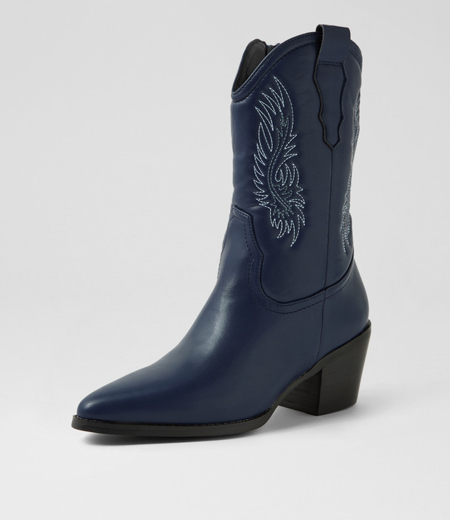 Yeehaw Navy Calf Boots