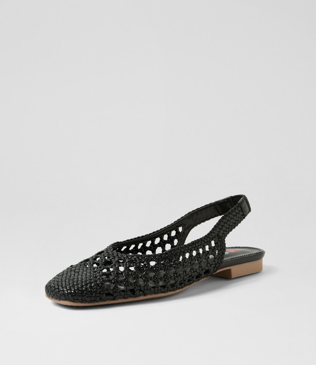 Merson Black Weave Flat Shoes