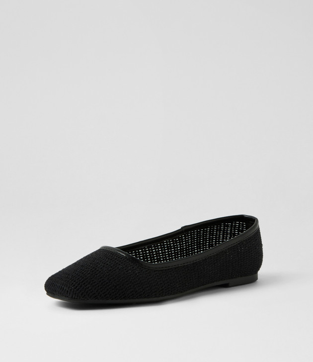 Zardozi Black Weave Flat Shoes