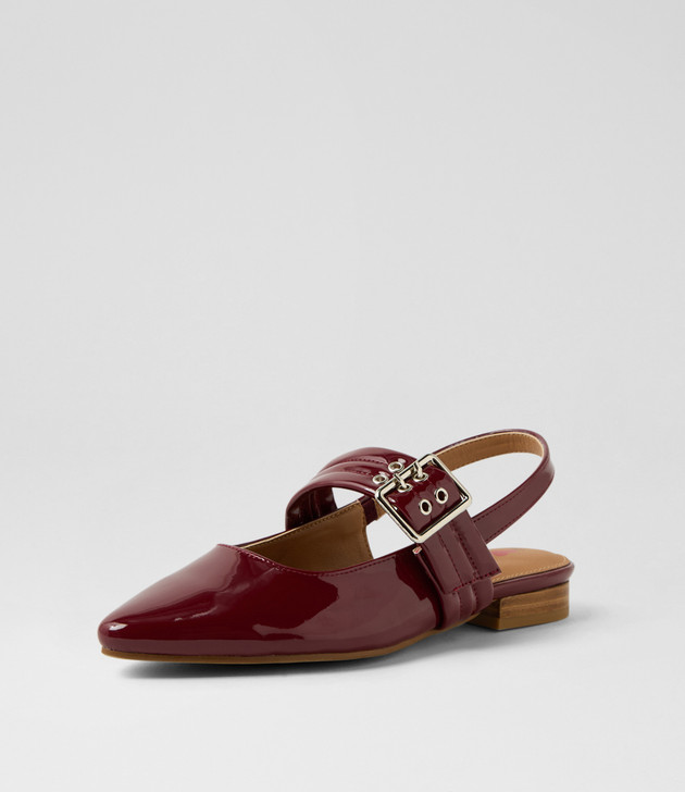 Angelli Wine Patent Pu Flat Shoes