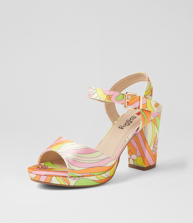 Bountys Orange Psychedelic Fabric Sandals