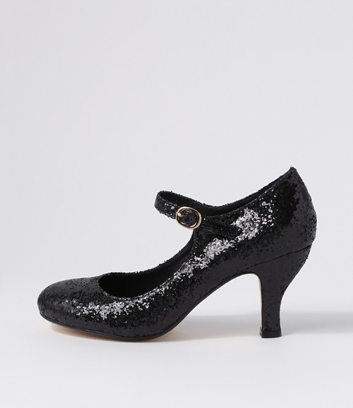 Majestic Black Glitter Heels I Love Billy