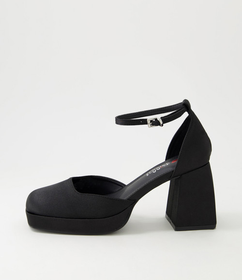 Oosh Black Satin Heels I Love Billy