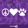 Peace Love Paw Vinyl Decal Sticker