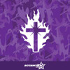 Cross On Fire Vinyl Decal Sticker