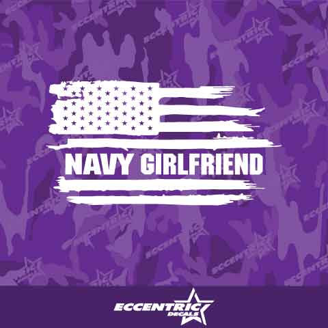 Navy Girlfriend Weathered Flag Vinyl Decal Sticker