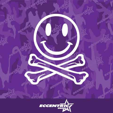 Smiley Face And Crossbones Vinyl Decal Sticker
