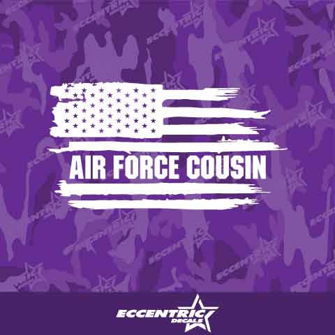 Air Force Cousin Weathered Flag Vinyl Decal Sticker